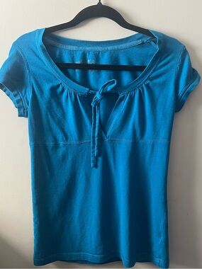 Y2k Teal Blue Womens Front Tie Babydoll top